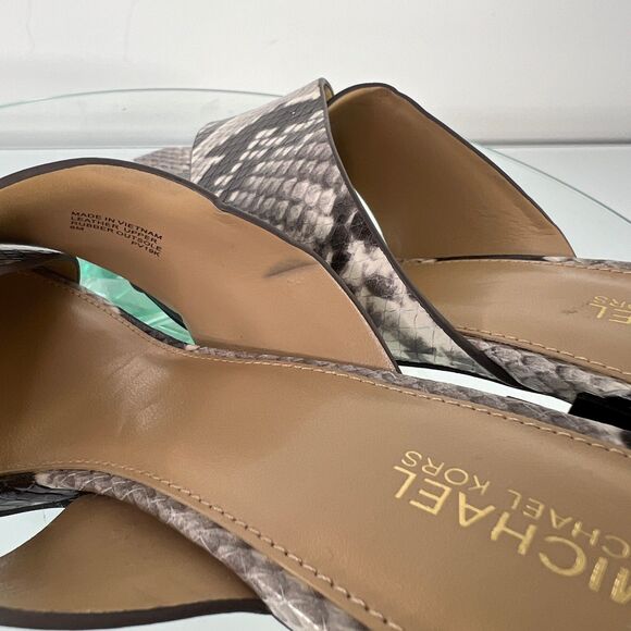 MICHAEL Michael Kors Abbott Crisscross Mules Snake Embossed Leather Chunky - Picture 3 of 8